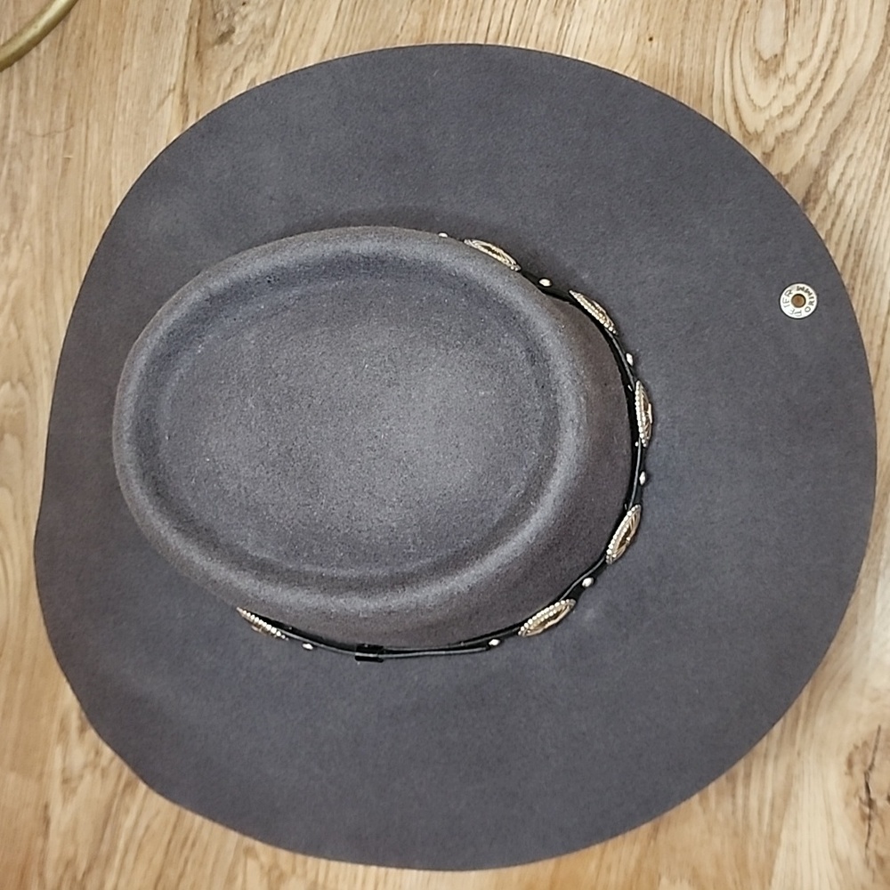 Peter Grimm Belina Hat Wide Stiff Brim Round Crown Silver Jewel Satin Lining - Picture 5 of 14